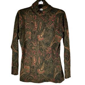 Vintage JH Collectibles Lambswool Angora Paisley Turtleneck Sweater Size Medium
